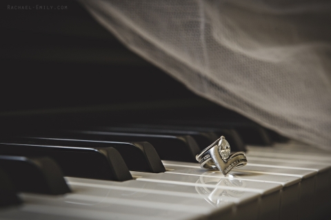 Rings and veil: wedding photography details, Brighton, UK, 2013.