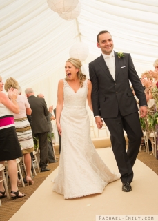 Just married!  Walking down the aisle, Sussex, 2012.